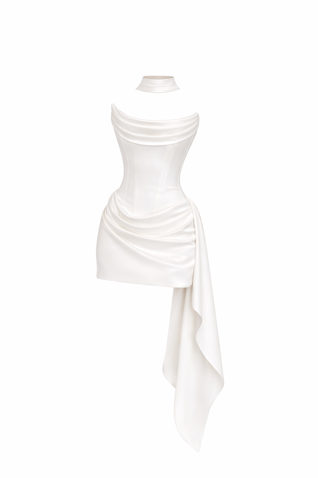 Robe courte élégante blanche avec drapé- SELNESS