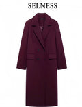 Manteau Long Blazer Bordeaux – SELNESS