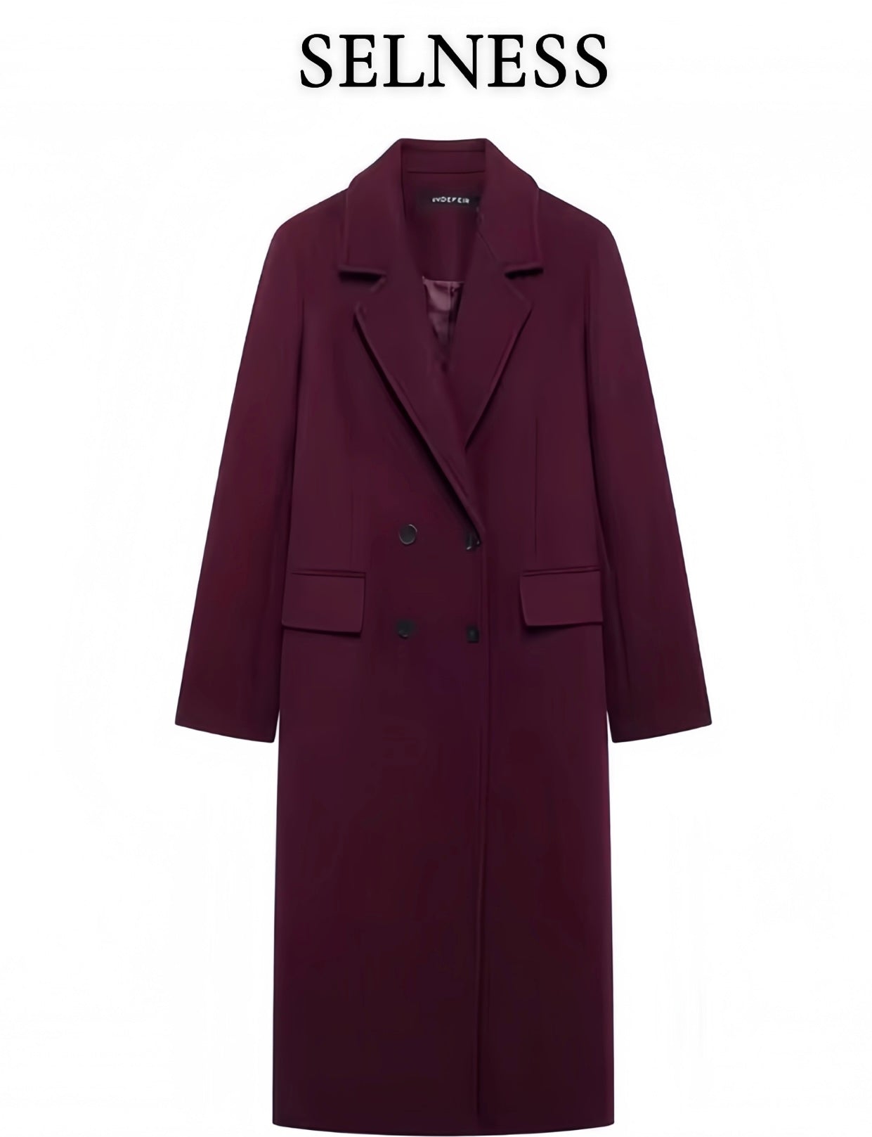 Manteau Long Blazer Bordeaux – SELNESS