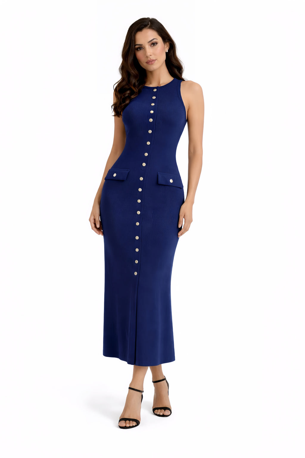 Robe Longue Élégance, Bleu Nuit - SELNESS