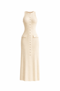 Robe midi sculptante en maille côtelée- SELNESS
