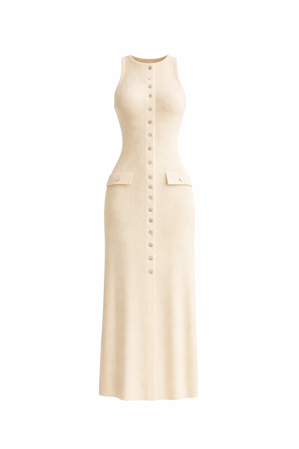 Robe midi sculptante en maille côtelée- SELNESS