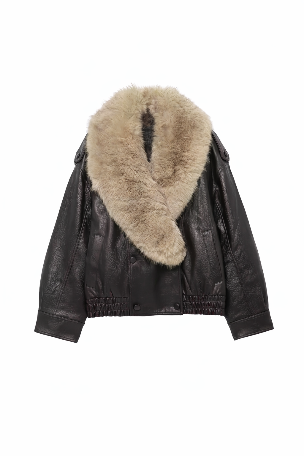 Veste en Cuir Élégante à Col Fourrure – SELNESS