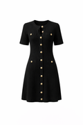 Robe maille côtelée noire – SELNESS