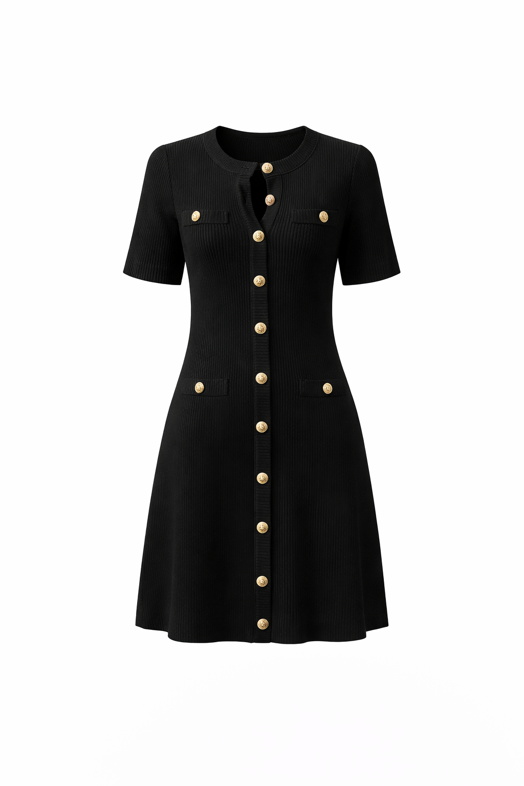 Robe maille côtelée noire – SELNESS