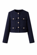 Veste courte en tweed bleu marine – SELNESS