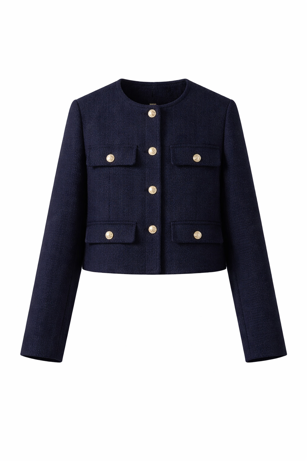 Veste courte en tweed bleu marine – SELNESS