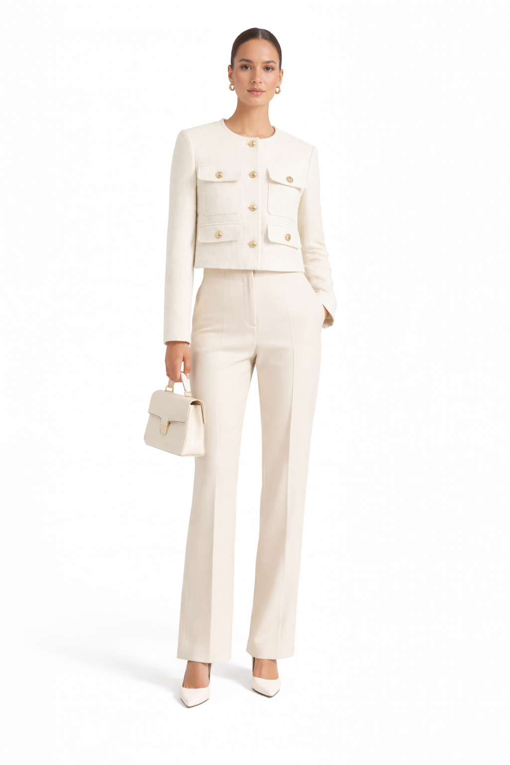 Veste élégante en tweed blanc – SELNESS