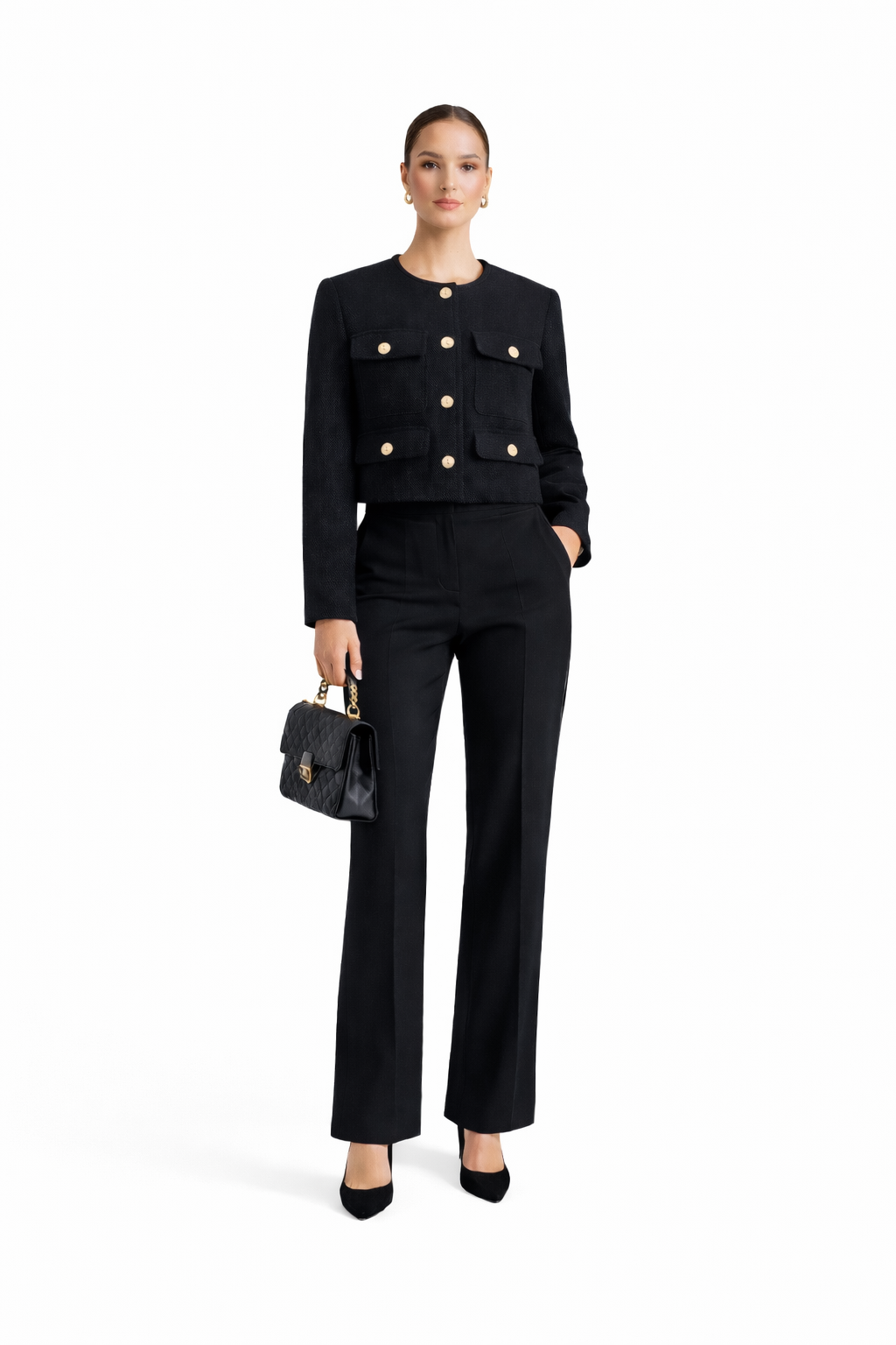 Veste courte en tweed noire – SELNESS