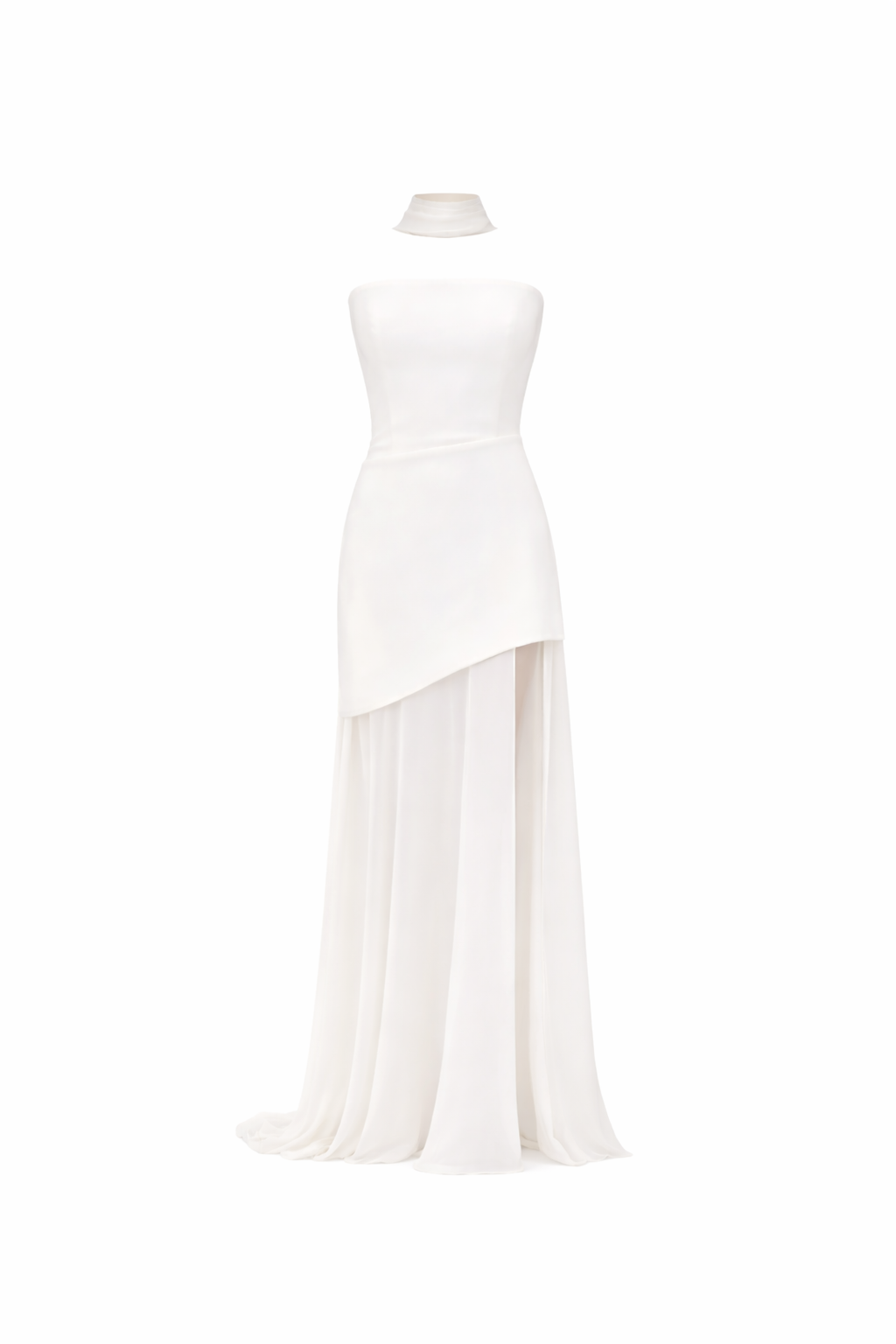 Robe longue élégante blanche avec fente- SELNESS