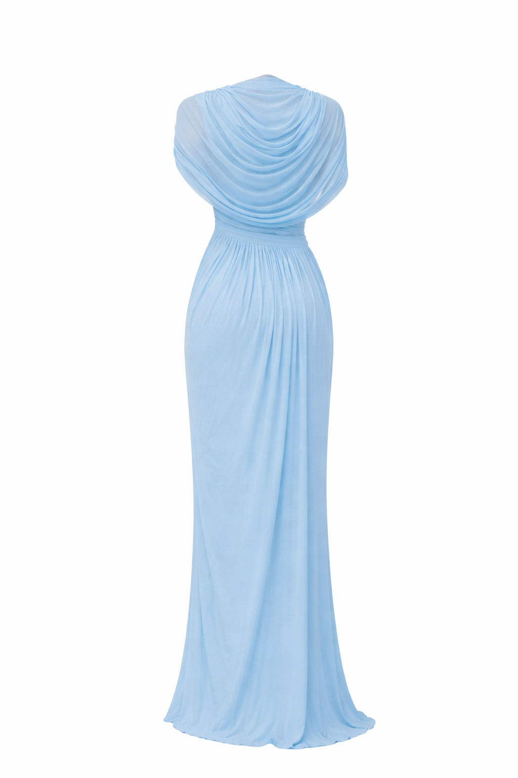 Robe longue élégante drapée bleu ciel-SELNESS
