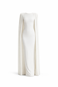Robe longue blanche minimaliste avec manches cape- SELNESS