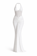 Robe longue blanche élégante avec corset- SELNESS