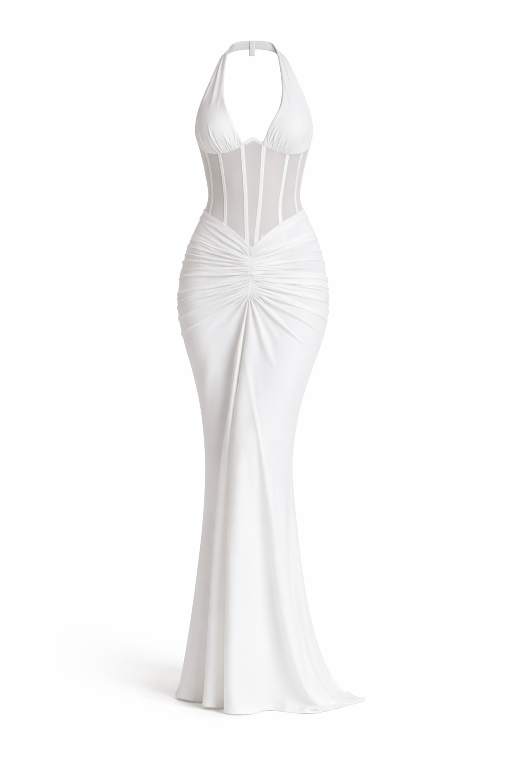 Robe longue blanche élégante avec corset- SELNESS